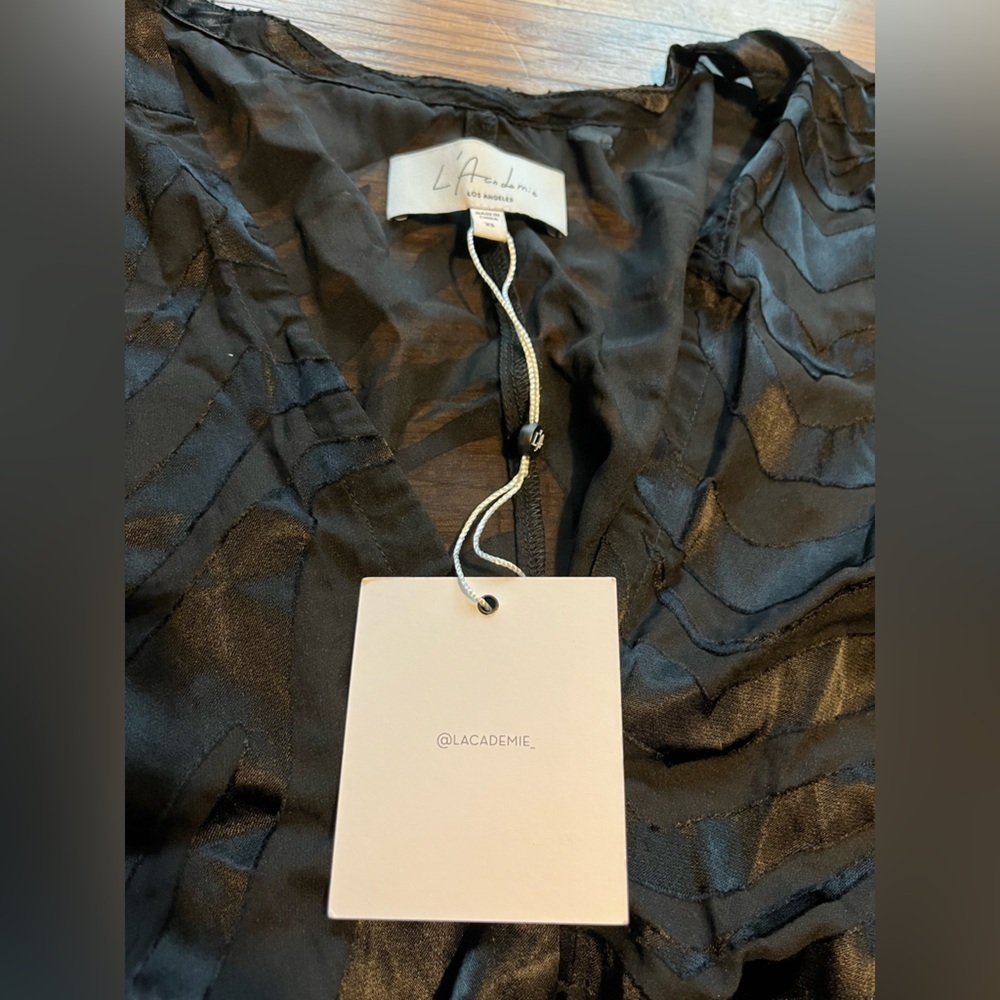 LACADEMIE Elegant NWT Black Women's Sheer Top Size XS - Picture 3 of 8